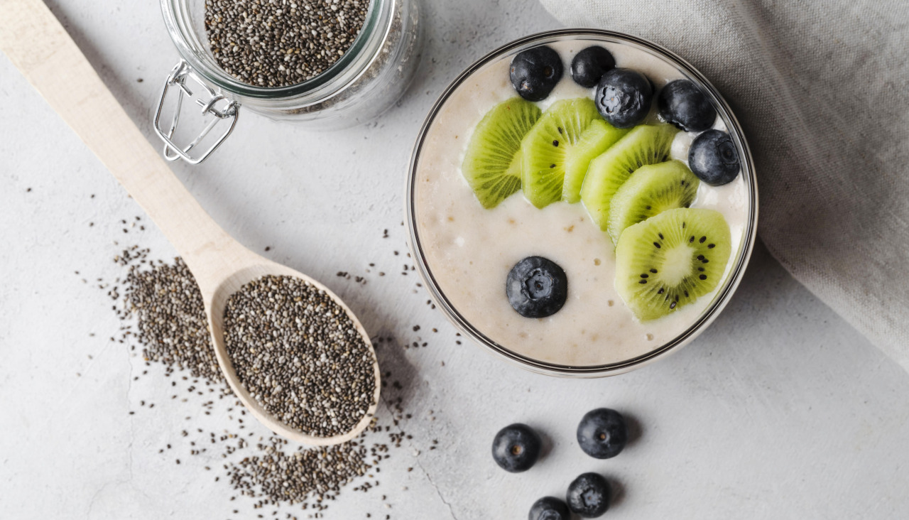 Organic seeds milk with kiwi blueberry