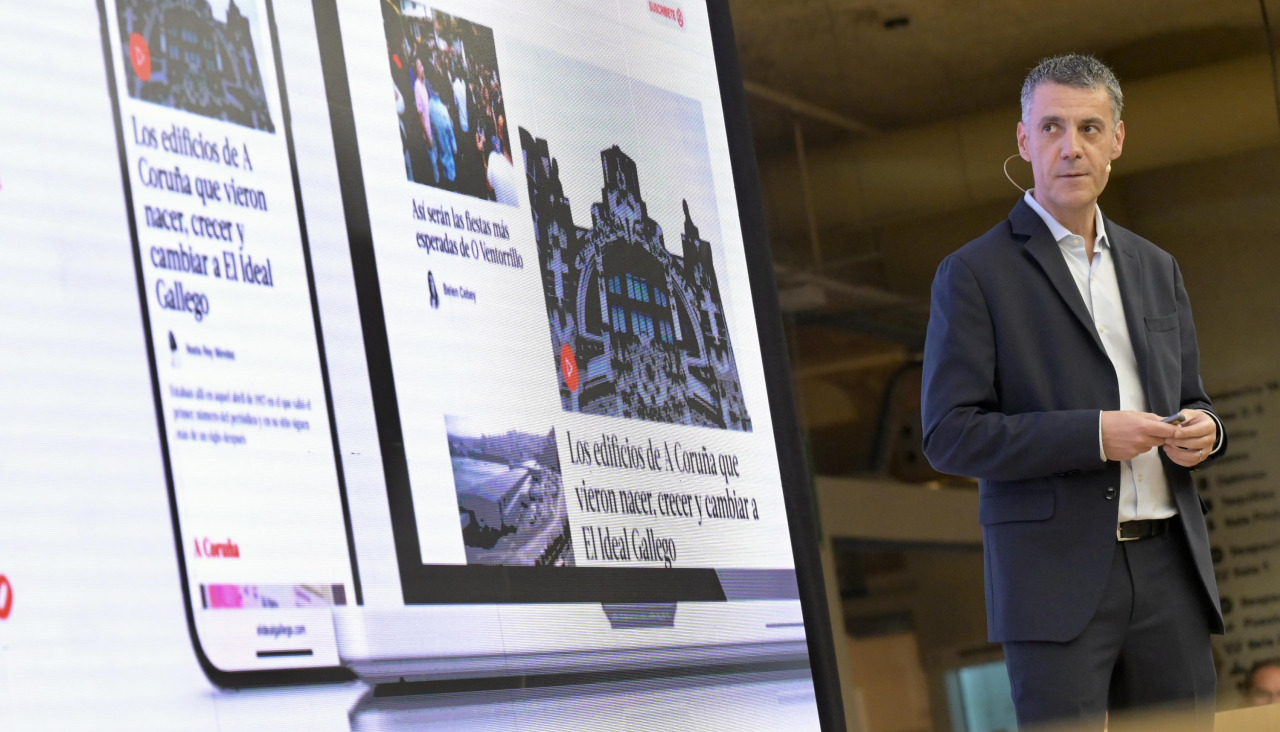 El CIO de Xalok, David Sancha, durante su discurso en la presentación de la nueva imagen del grupo | Javier Alborés