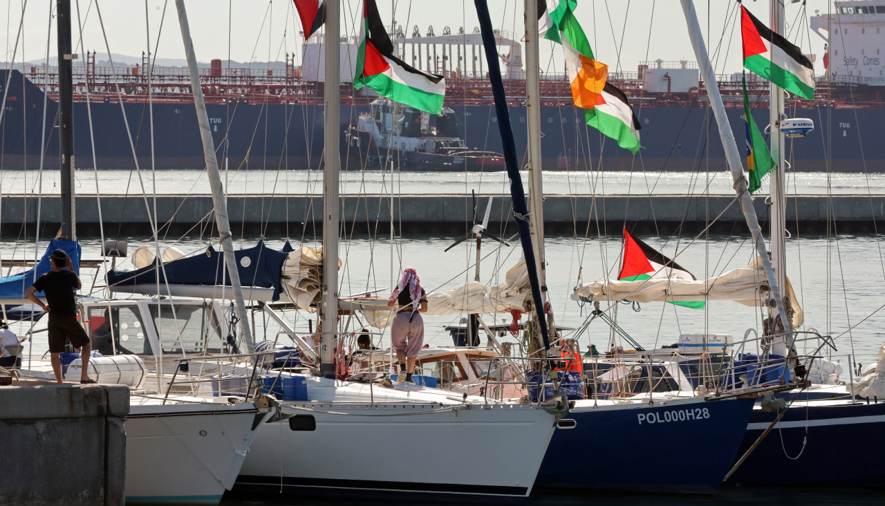 Los barcos de la flotilla, durante los días previos