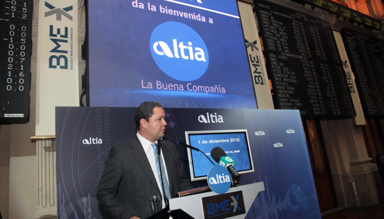 Tino Fernández, durante el momento de salida a Bolsa de Altia en 2010