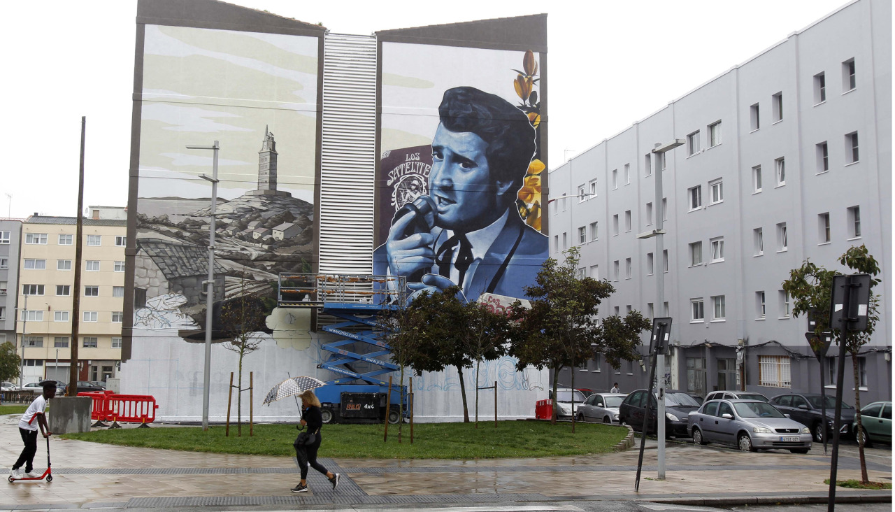 Mural en honor a Pucho Boedo, ayer, en O Ventorrillo