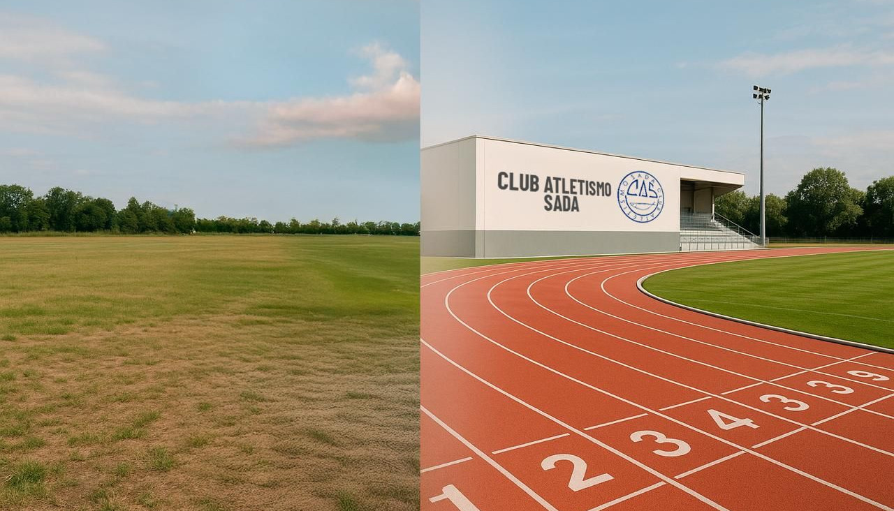 Los terrenos para construir la pista, recreada a la derecha, han de tener al menos 25.000 metros