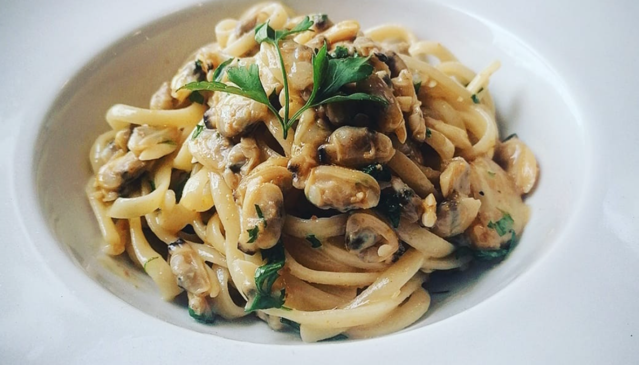 Spaghetti con almejas de Ayó