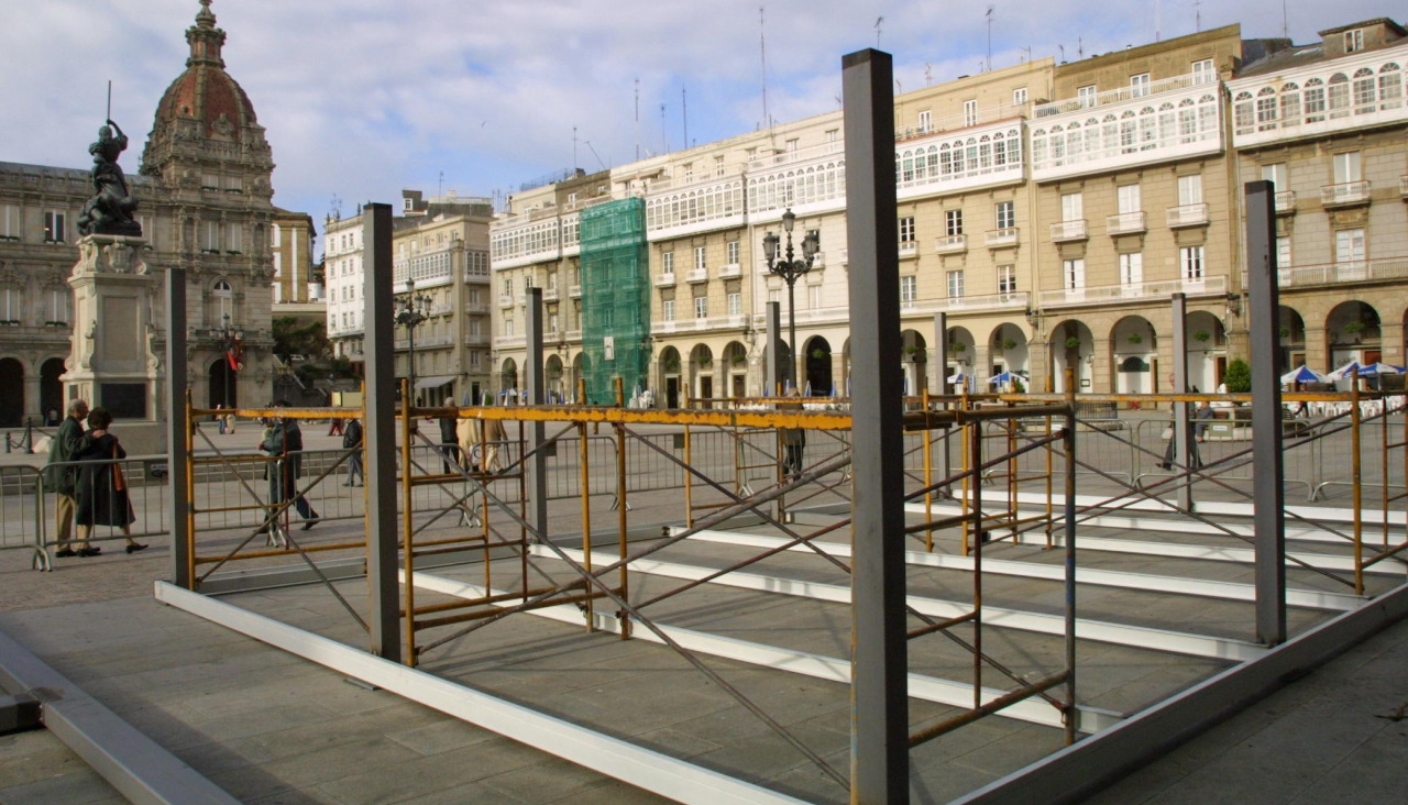 Instalación de las terrazas de María Pita en 2002