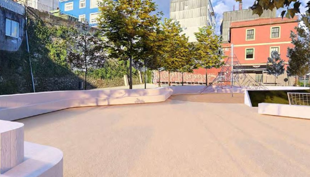 Recreación de cómo será el nuevo Parque do Porto de Sada