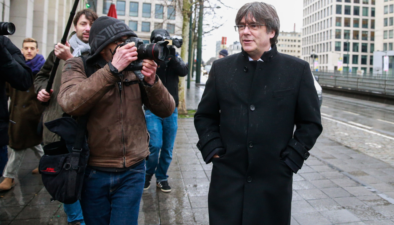 Carles Puigdemont tras un acto en Bruselas