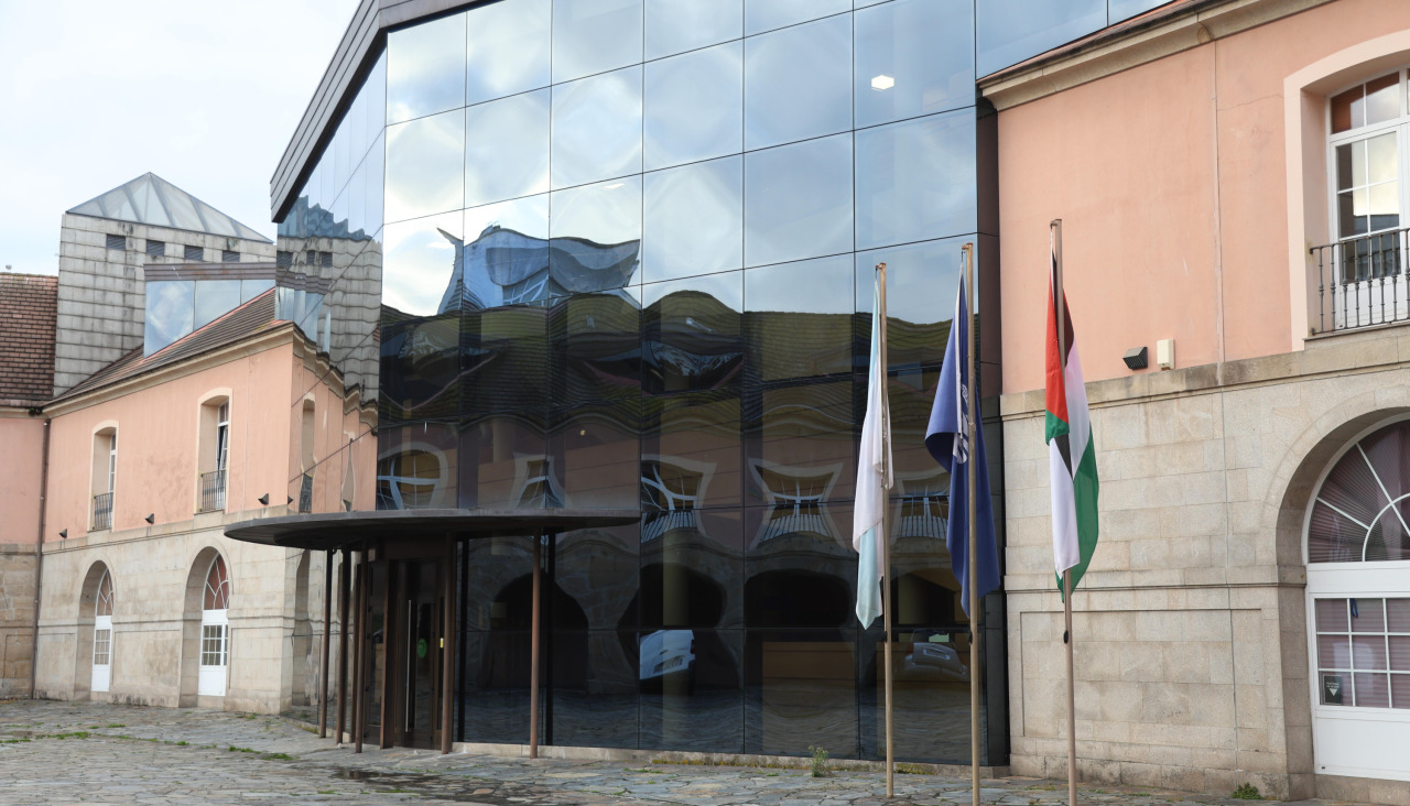 Las banderas de Galicia, UDC y Palestina