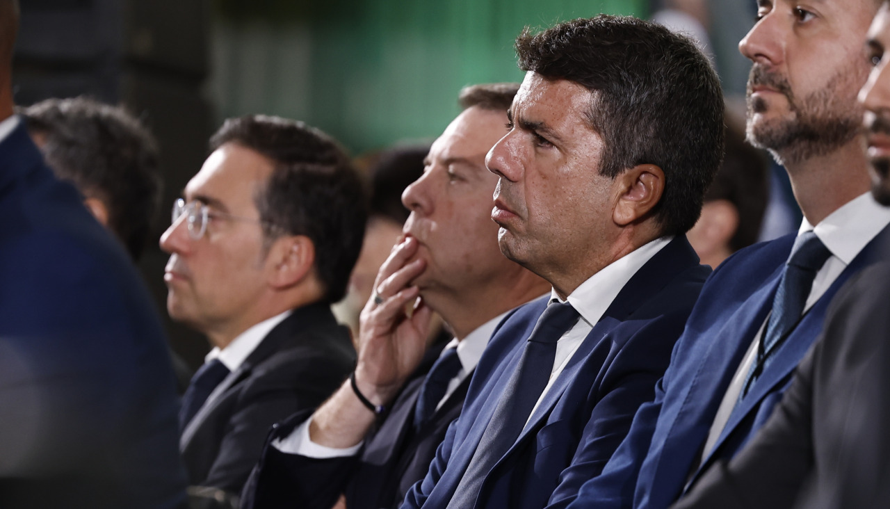 El president de la Generalitat valenciana, Carlos Mazón, durante el funeral de Estado a las víctimas de la dana