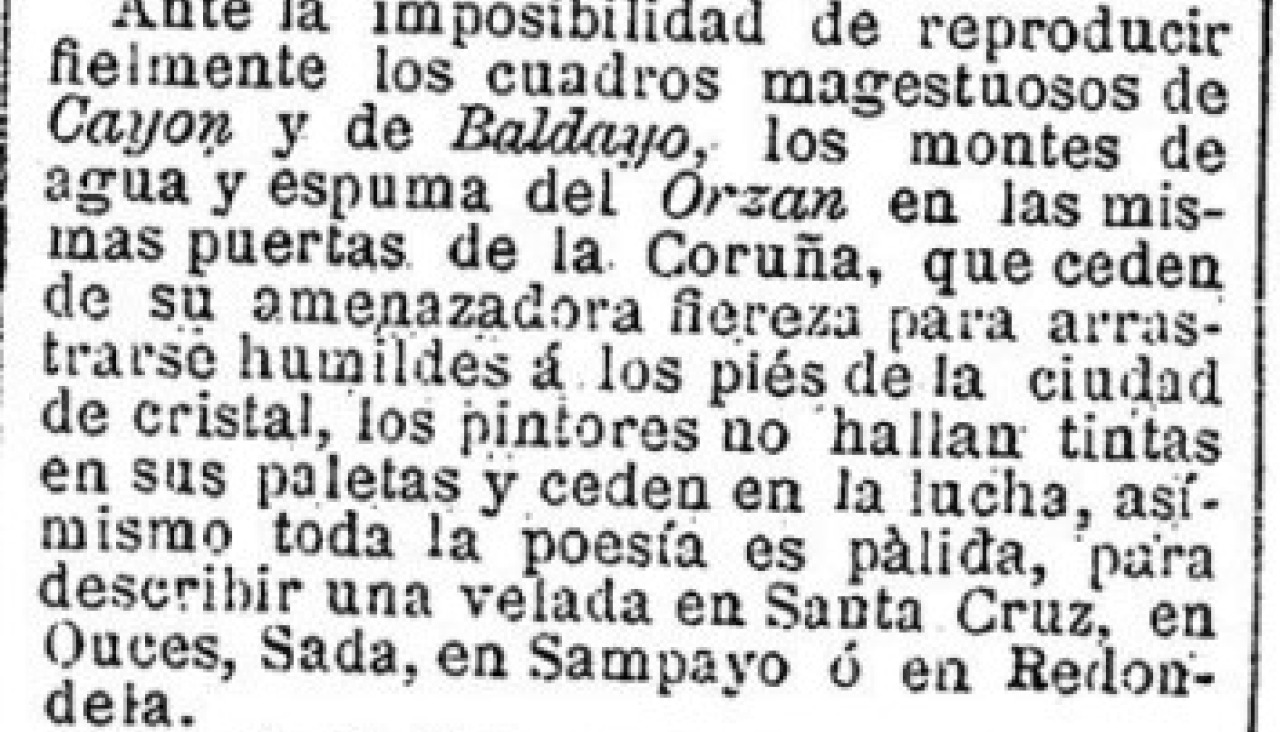 Extracto de 'La Gaceta de Galicia' de 1882, con la mención a la "ciudad de cristal"