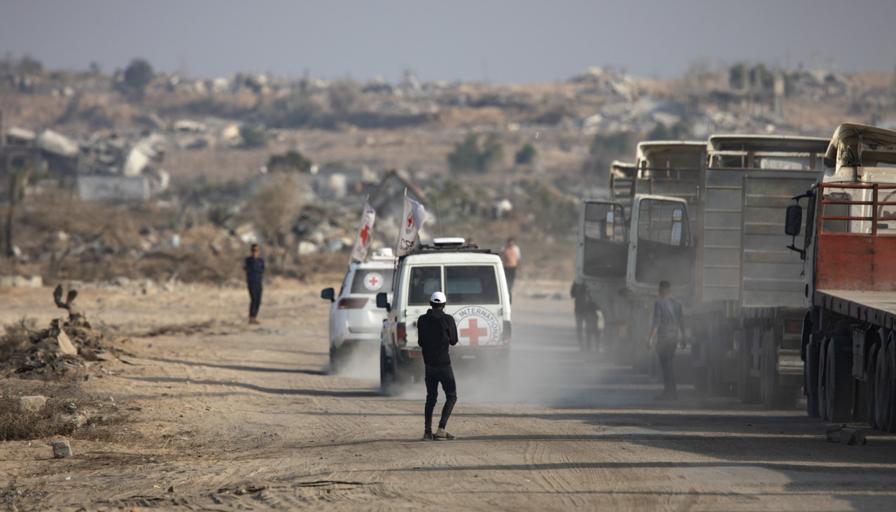 Camiones de la Cruz Roja entran en la Franja de Gaza
