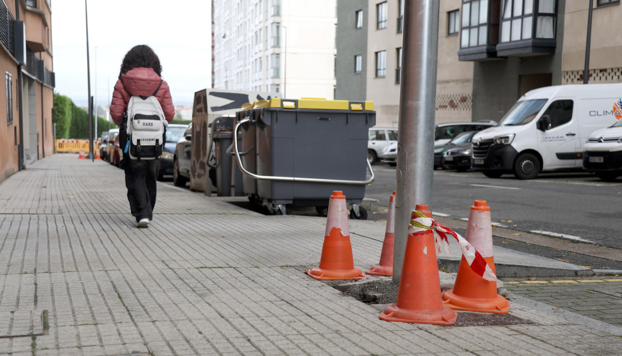 Una de las farolas a sustituir en Ribeira Sacra