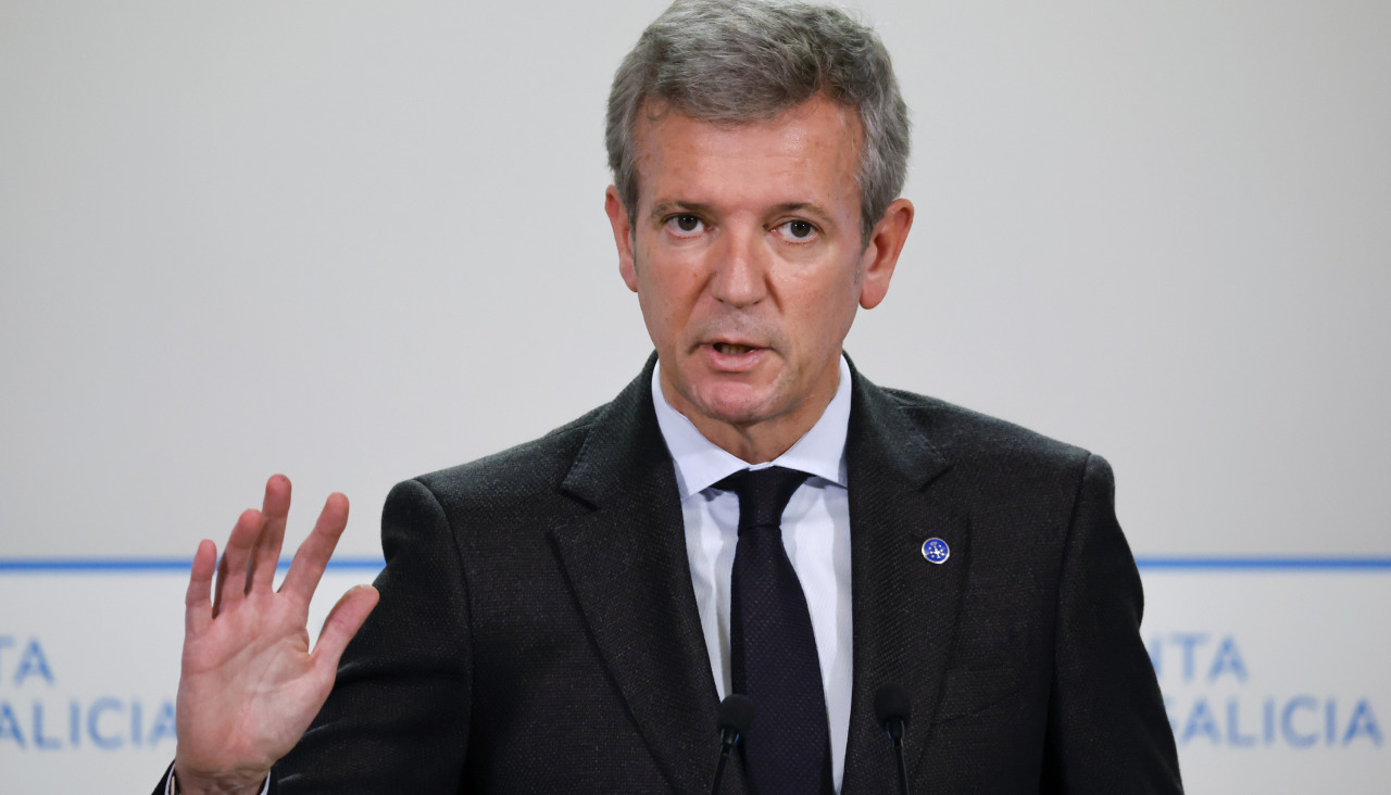 El presidente gallego, Alfonso Rueda, durante la rueda de prensa posterior al Consello da Xunta de este lunes