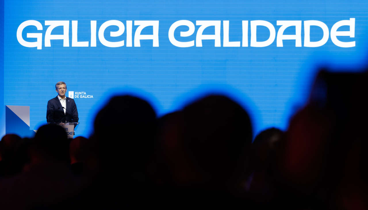 El presidente de la Xunta de Galicia, Alfonso Rueda, en un momento de su intervención en el acto de este viernes