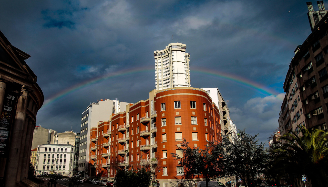 Arco iris en A Coruña, en la tarde de este jueves
