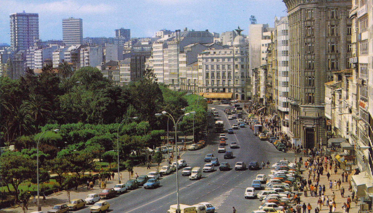 Los Cantones, en una postal de los años 70