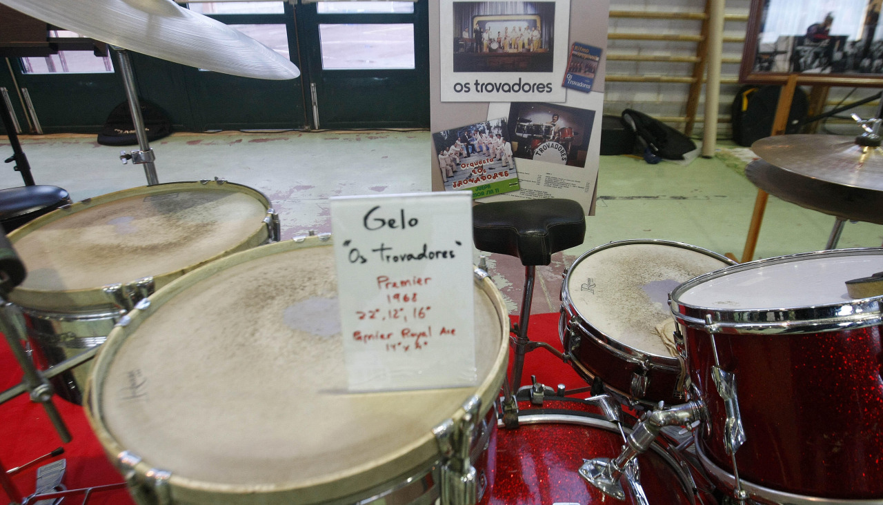 La batería de García Seoane cuando estaba en Los Trovadores, en una exposición en Santa Cruz en 2014