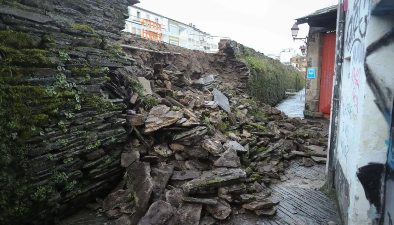 Parte de la muralla de Lugo que se vino abajo