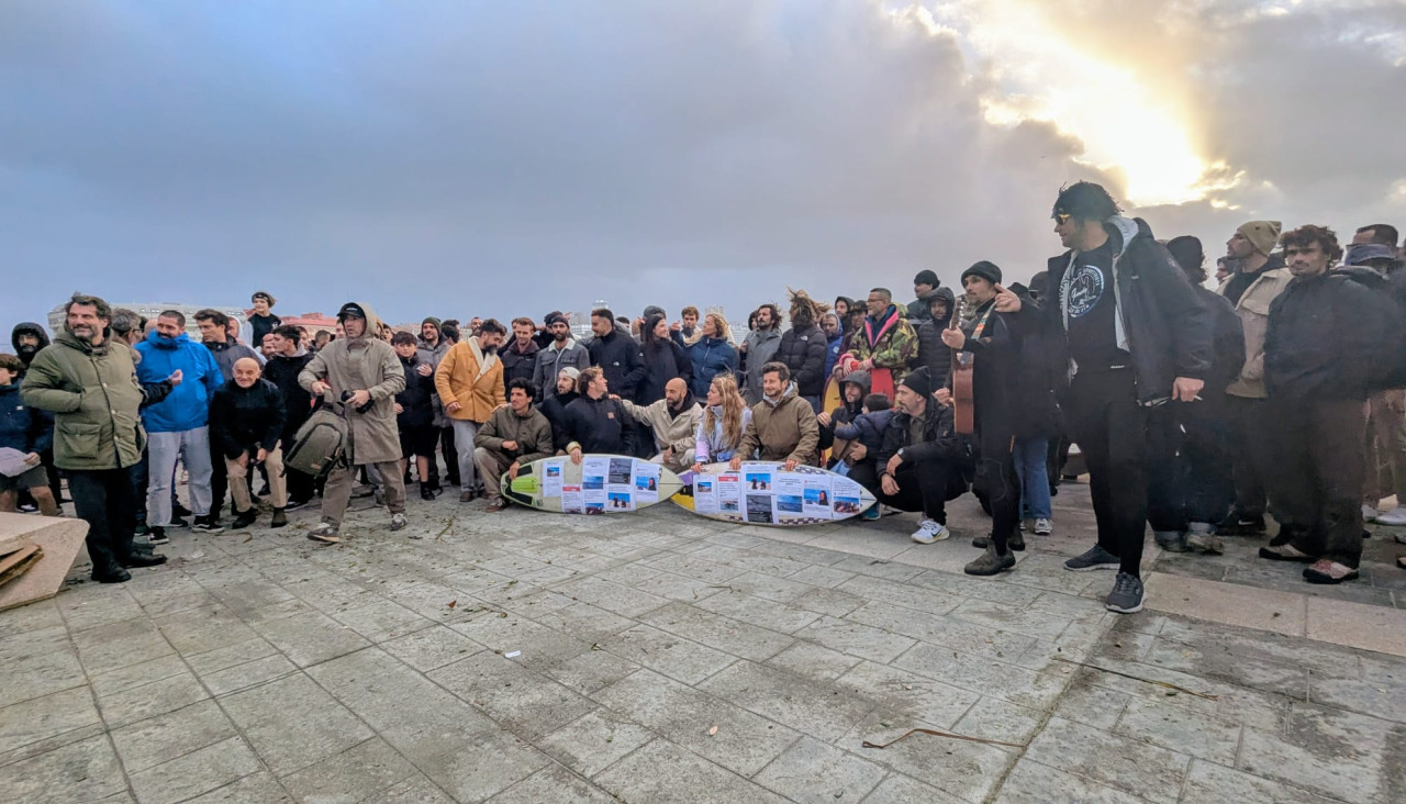 Protesta de los surfistas en A Coruña