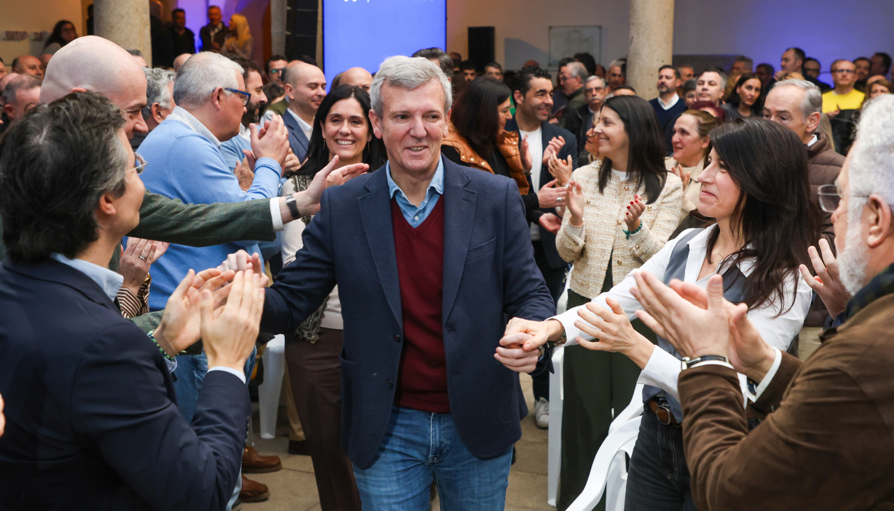 Alfonso Rueda, durante la celebración del segundo aniversario de su victoria electoral