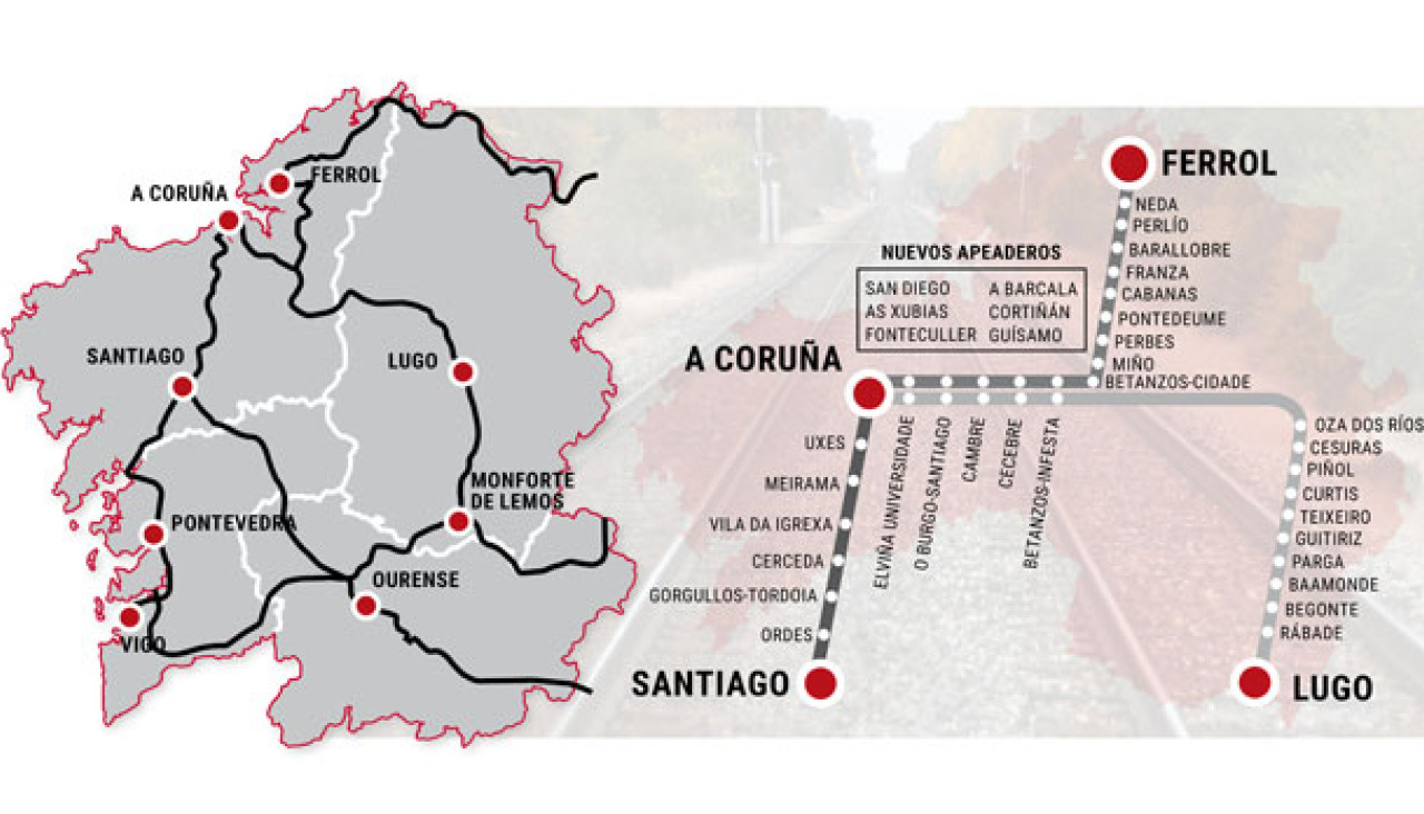 propuesta de implementar un servicio de Cercanías en A Coruña