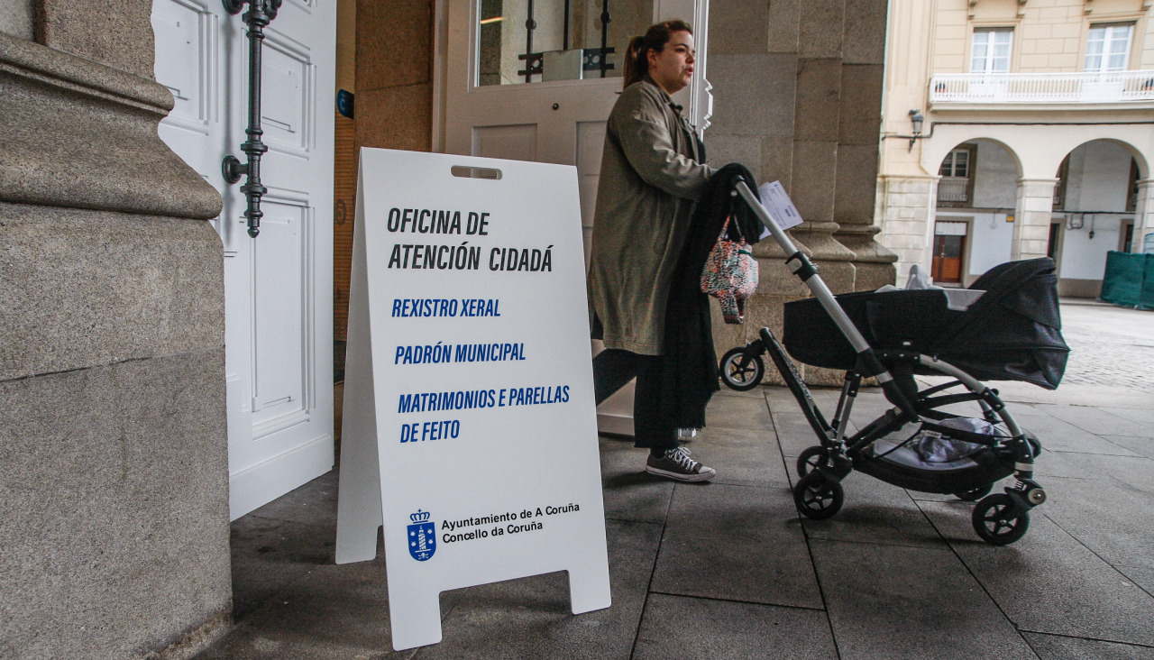 Acceso al registro municipal de María Pita, en una imagen de 2023