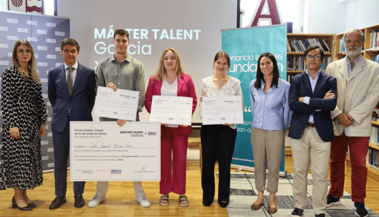 Entrega de premios al ganador y las finalistas de la edición de 2025 del Master Talent Galicia x BDO