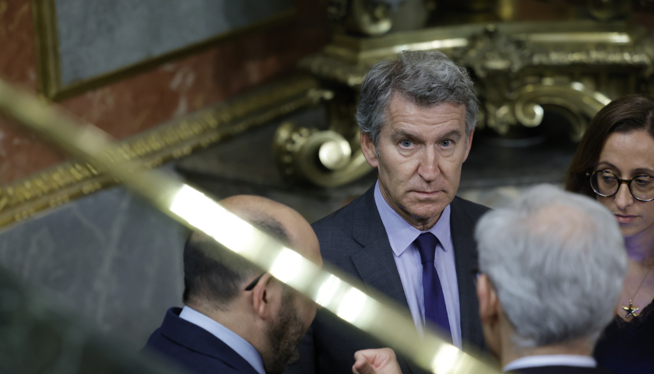 El líder del PP, Alberto Núñez Feijóo, durante un pleno del Congreso