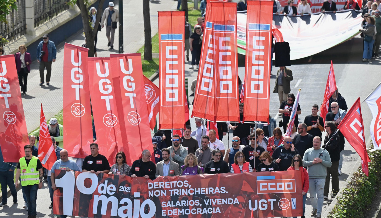 Las marchas recorrieron el centro de la ciudad para reclamar derechos laborales en el Día del Trabajo
