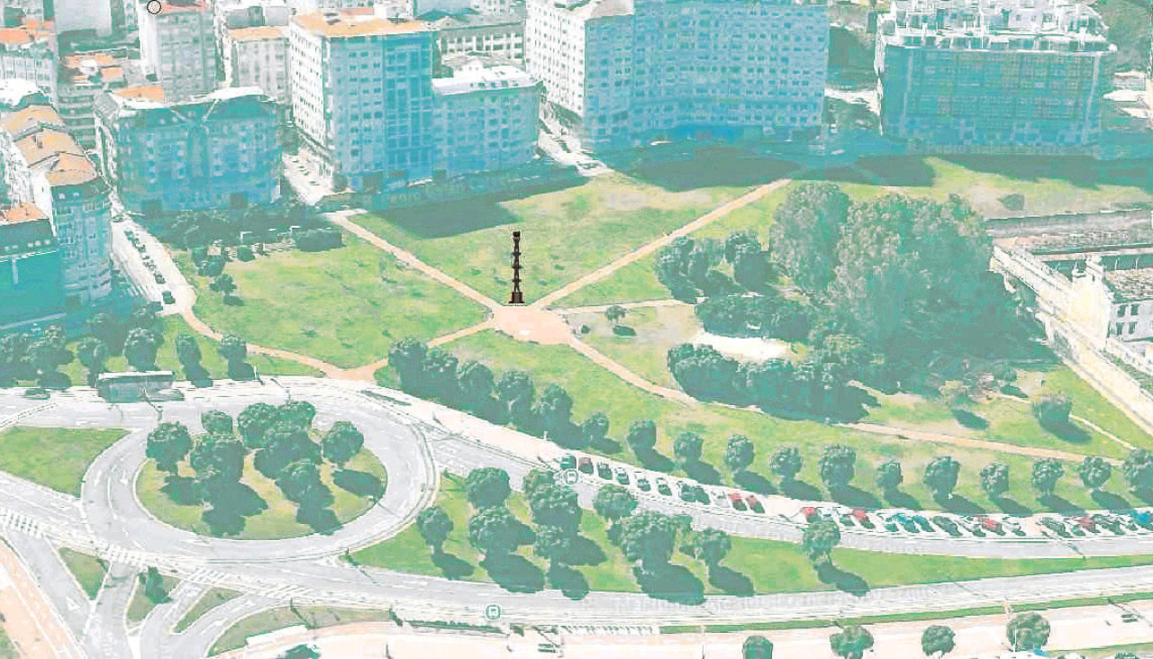 Recreación virtual del emplazamiento de la estatua en el parque Carlos Casares