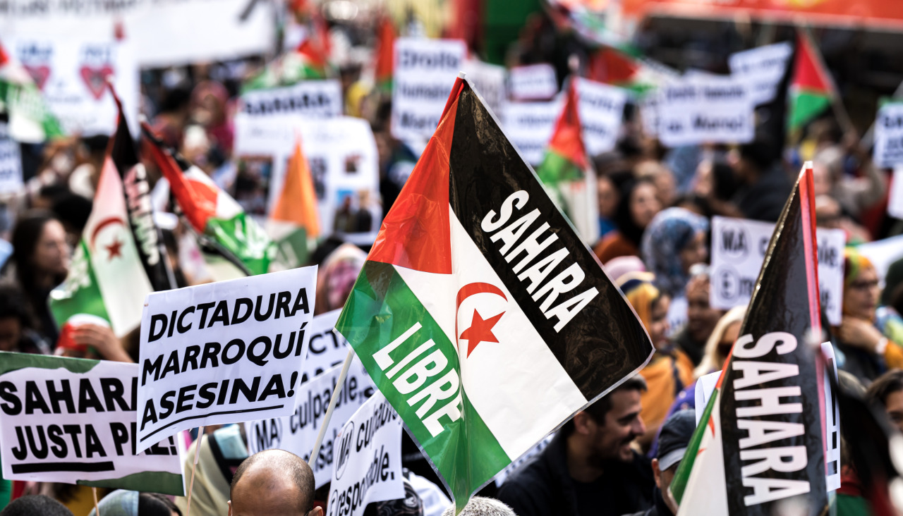 Varias personas durante una manifestación por la autodeterminación del Sahara Occidental, a 16 de noviembre de 2024, en Madrid (España). La manifestación, que recorre la ciudad desde Atocha hasta Sol, está convocada por CEAS-Sahara y FEMAS para denunciar los Acuerdos Tripartitos de Madrid y exigir el cumplimiento de las sentencias del Tribunal de Justicia de la Unión Europea, que invalidan los acuerdos comerciales entre Europa y Marruecos. Además, la protesta apoya la reclamación del pueblo saharaui a su autodeterminación.16 NOVIEMBRE 2024;SAHARA;AUTODETERMINACIÓN;MANIFESTACIÓNDiego Radamés / Europa Press16/11/2024