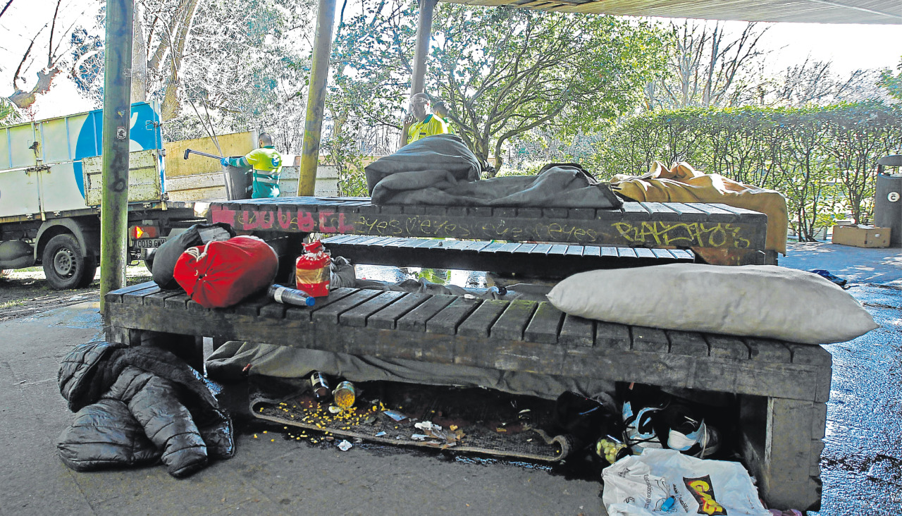Campamento de sintecho en el parque de Santa Margarita, en diciembre del año pasado