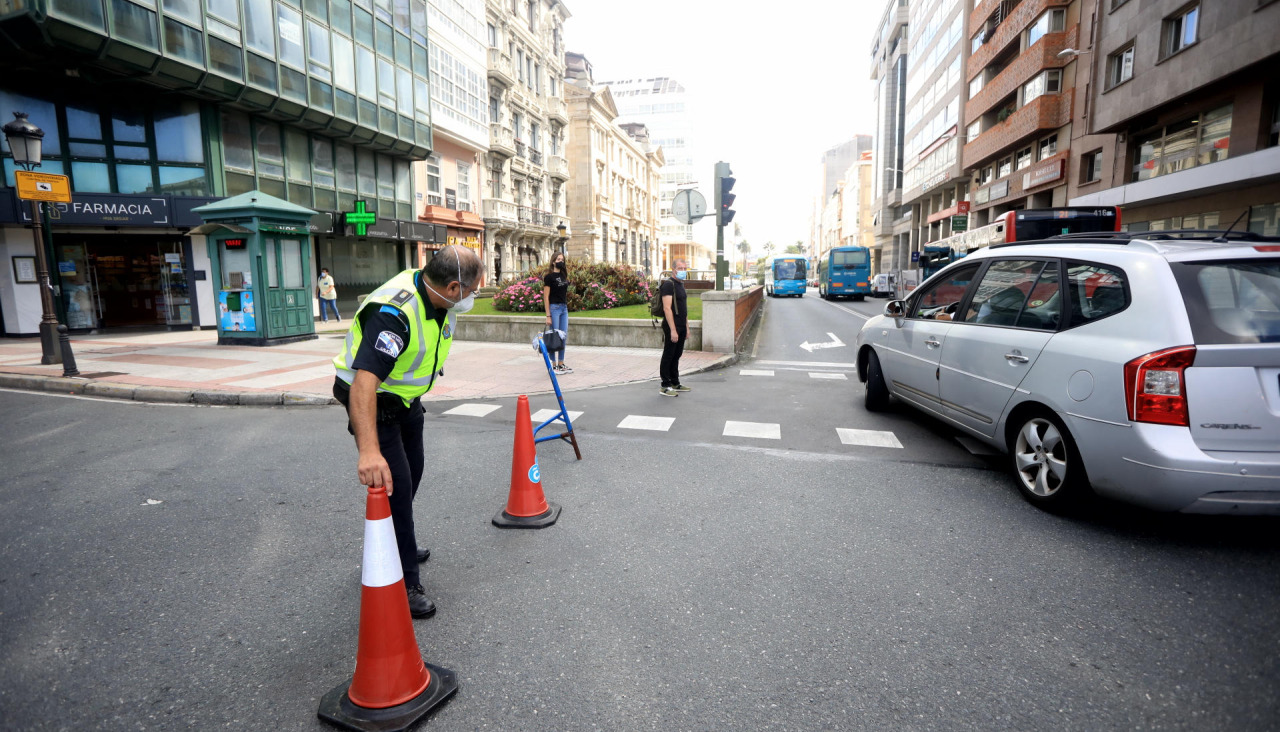Dispositivo para hacer peatonal San Andrés, en una imagen de 2020