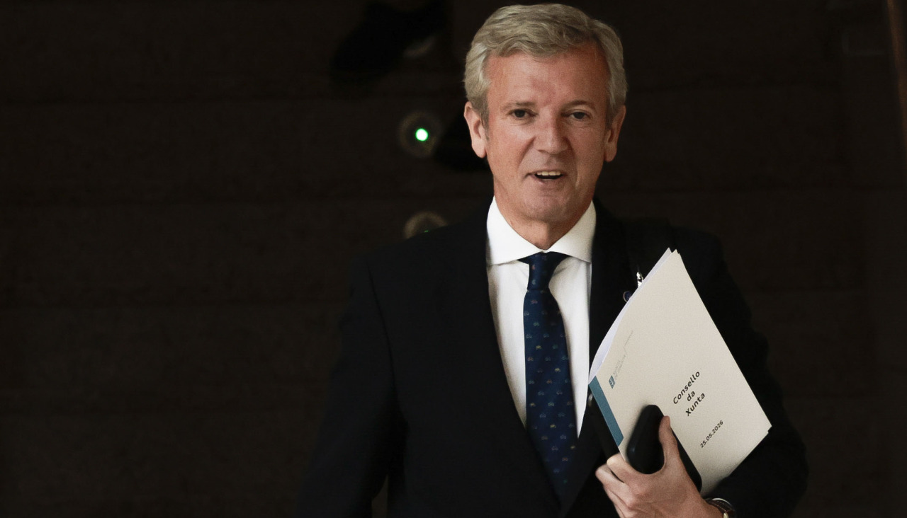 El presidente de la Xunta, Alfonso Rueda, antes de la reunión del Consello de la Xunta, este lunes.