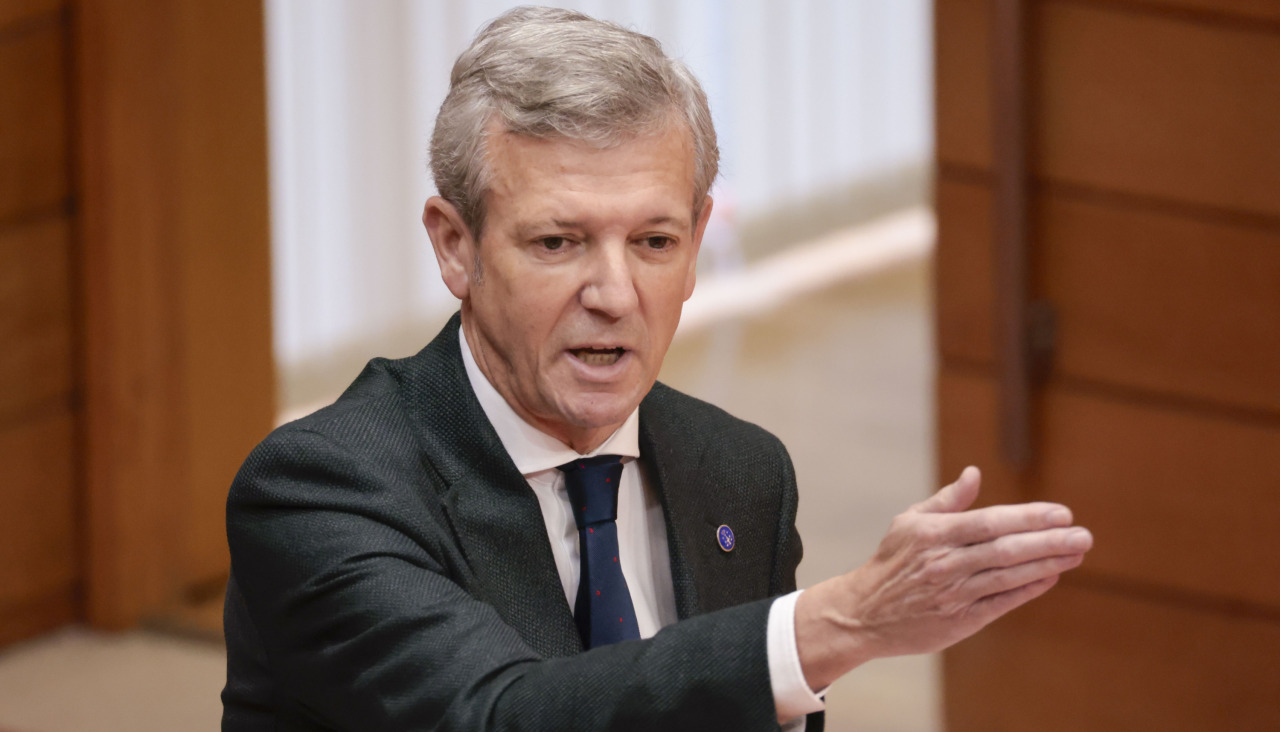 El presidente de la Xunta, Alfonso Rueda, durante su intervención de este miércoles en la Cámara gallega