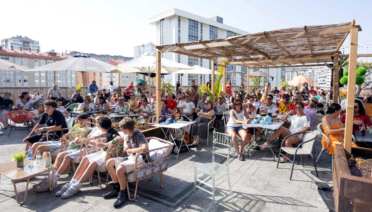 El Bellini Rooftop, ayer, durante el partido de España