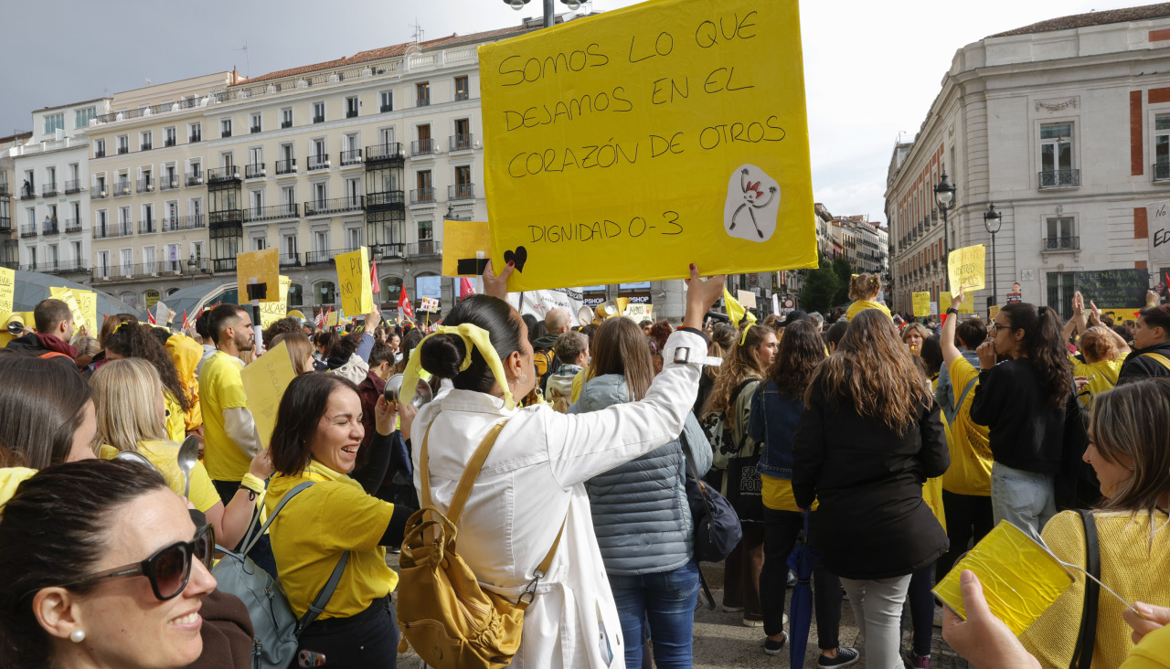 Protesta de profesionales de la educación de cero a tres años el pasado 7 de mayo en Madrid