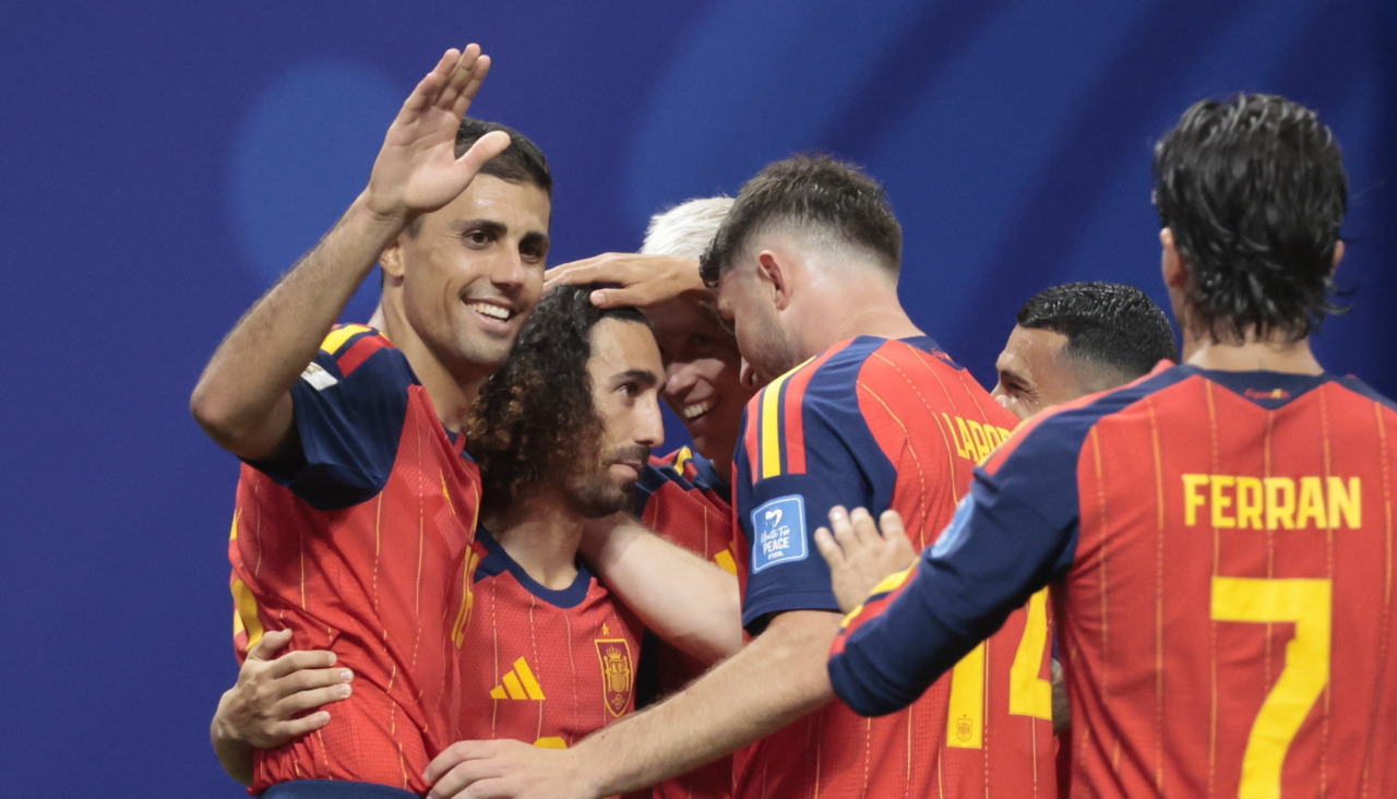 Los jugadores de la selección española celebran uno de sus goles durante el Mundial 2026