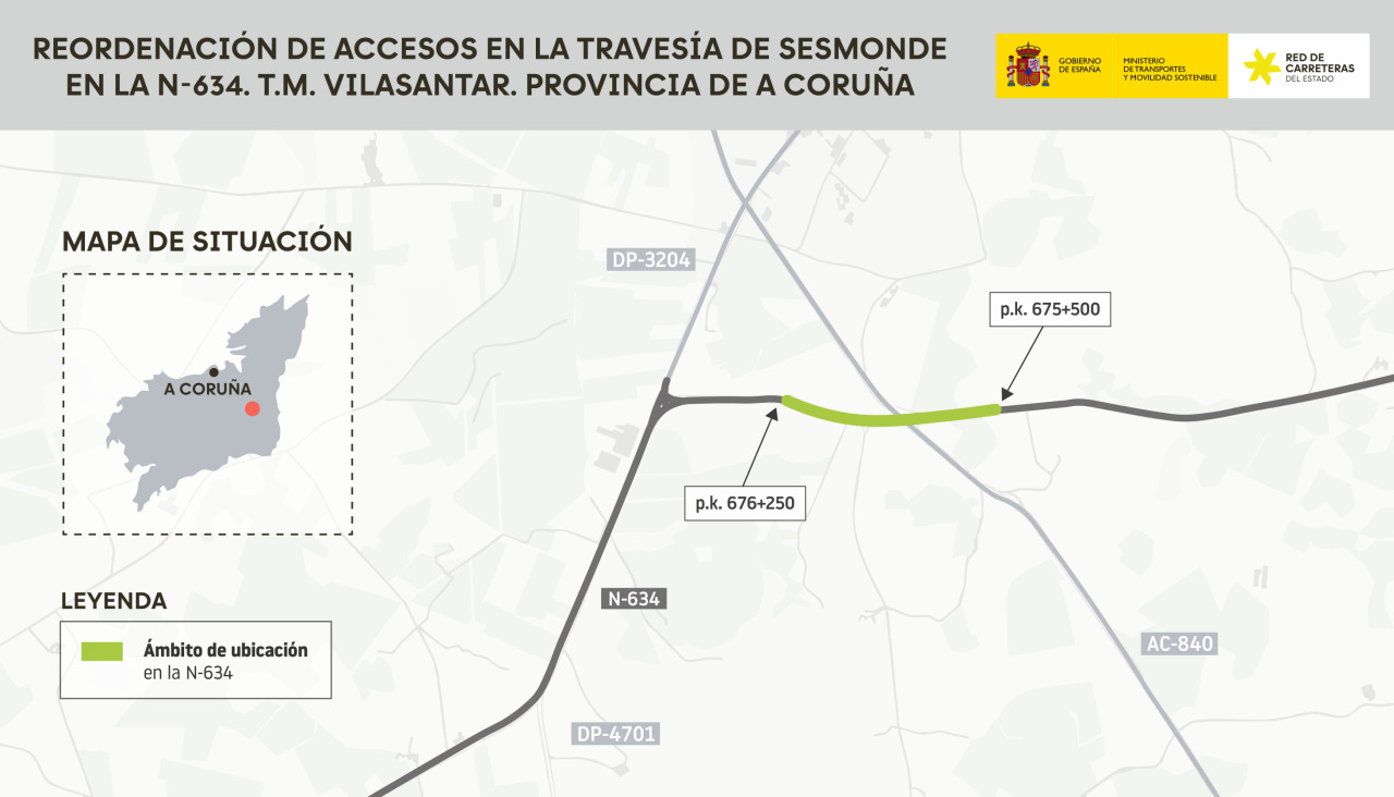 Plano de situación de Sesmonde, en Vilasantar