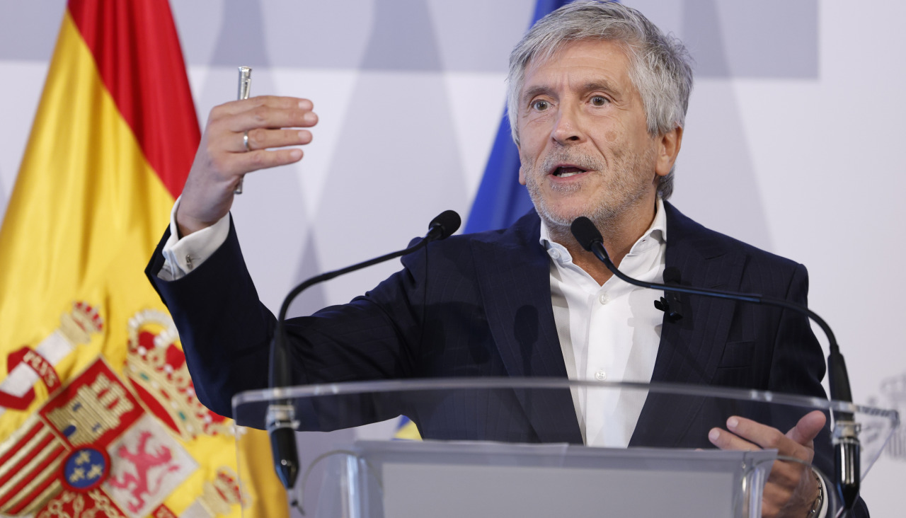Fernando Grande-Marlaska, tras asistir a la reunión del consejo extraordinario de ministros del Interior de la UE por la crisis migratoria ocurrida en Ceuta