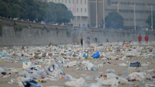 El Paseo Marítimo de A Coruña amaneció con toneladas de basura