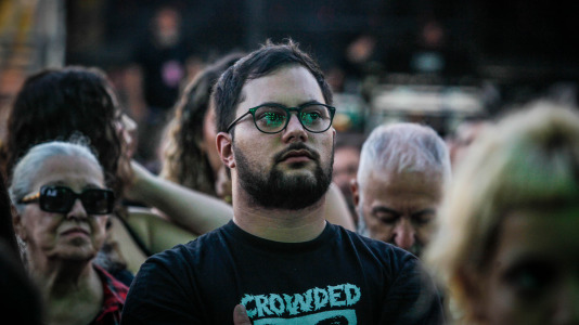 La banda gallega de rock/grunge Bala en su actuación en la playa de Riazor