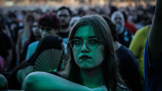 La banda gallega de rock/grunge Bala en su actuación en la playa de Riazor
