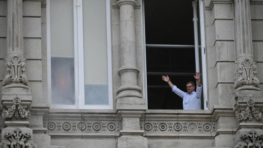Los Bomberos de A Coruña realizaron un simulacro en María Pita dentro de las actividades de la Semana de la Prevención
